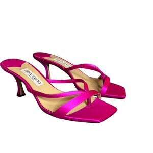 Jimmy Choo Pink Satin Strappy Heeled Sandals  39.5 US 9.5 Made In Italy  Shoes